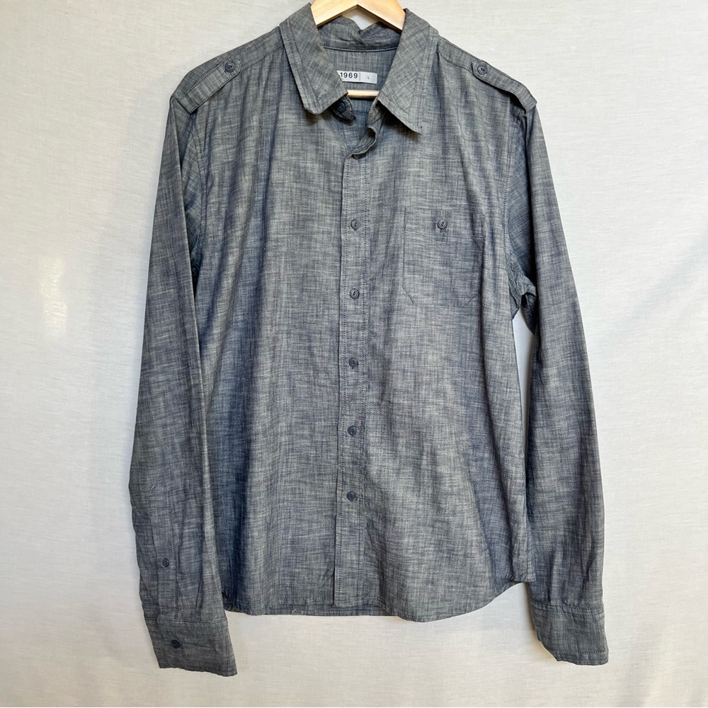 Men's Casual Blue Denim 100% Cotton Button-Down Shirt